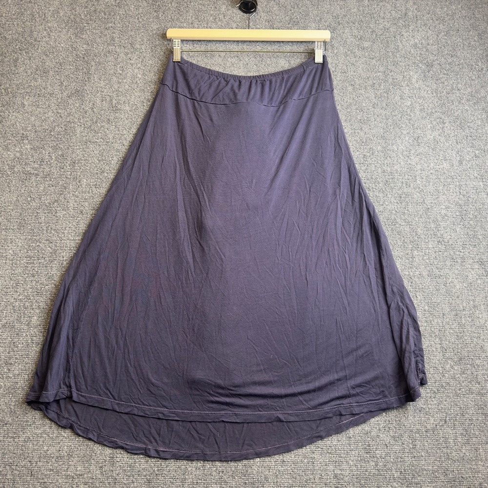 James Perse Tencel Ruched Skirt Size 3 Blue Made in USA Maxi Skirt Office Casual